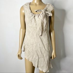 AB Nahlik Women’s Size 40 100% Len Asymmetric Hem Top Lagenlook